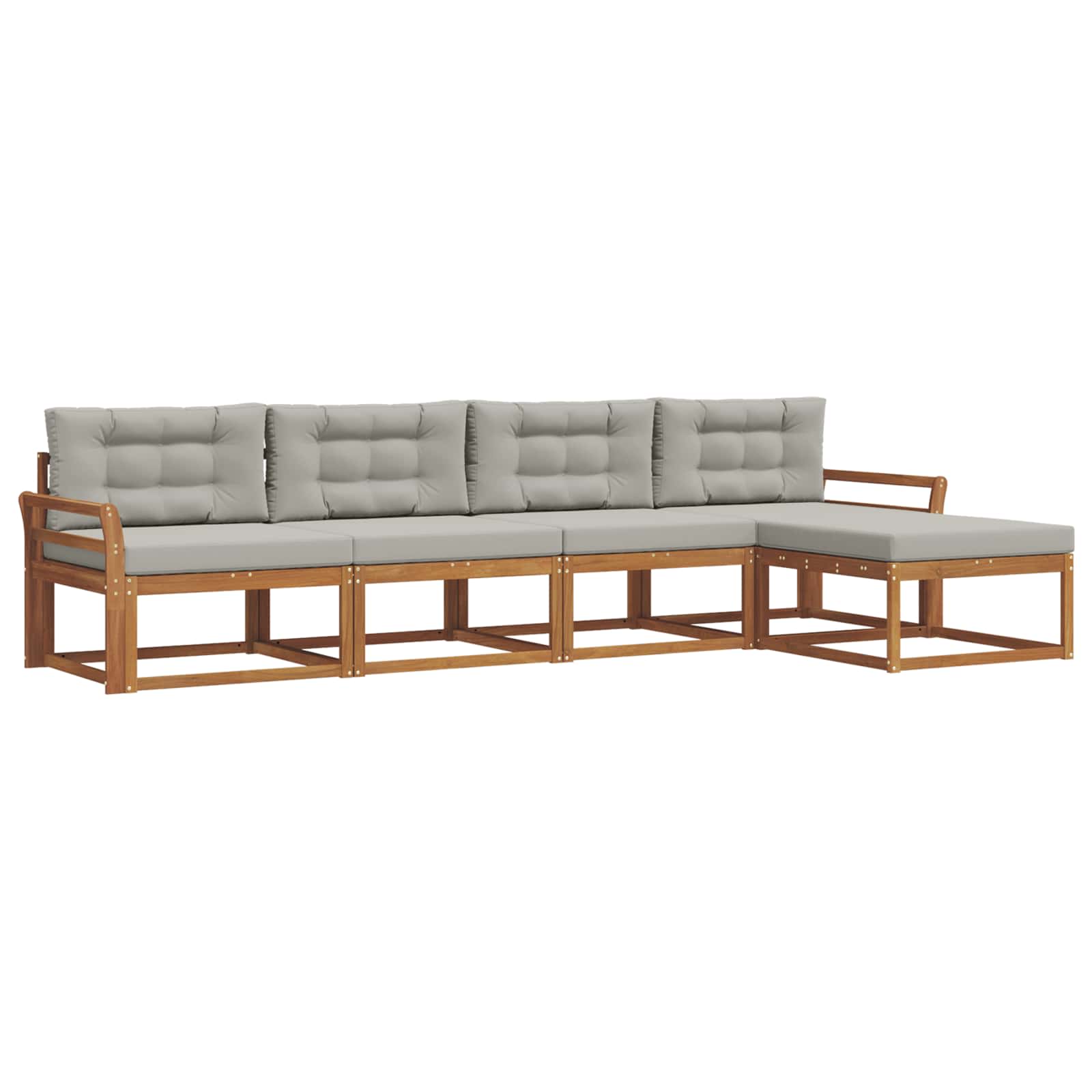 Set di divani da esterno 5 pcs Grigio Naturale e Chiaro | homemem39