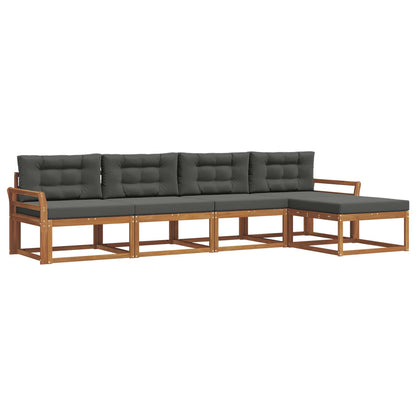 Set di divani da esterno con cuscino 5 pcs Naturale e Antracite