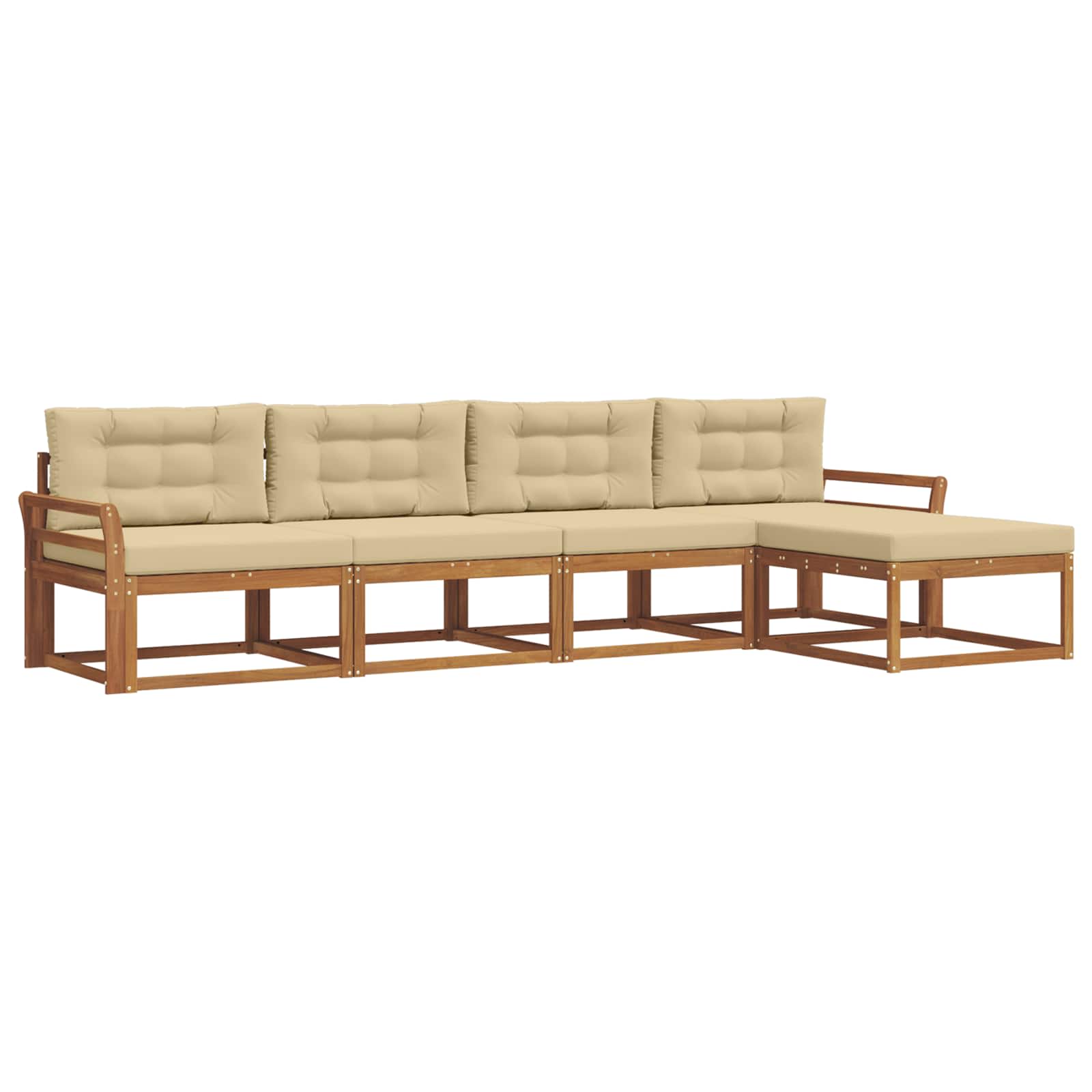 Set di divani da esterno con cuscino 5 pcs Naturale e Beige | homemem39