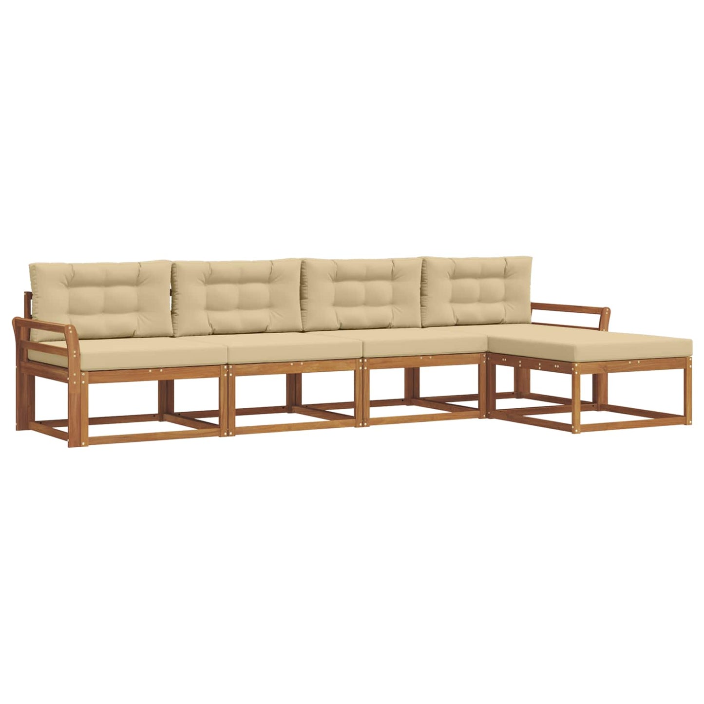 Set di divani da esterno con cuscino 5 pcs Naturale e Beige