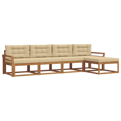 Set di divani da esterno con cuscino 5 pcs Naturale e Beige