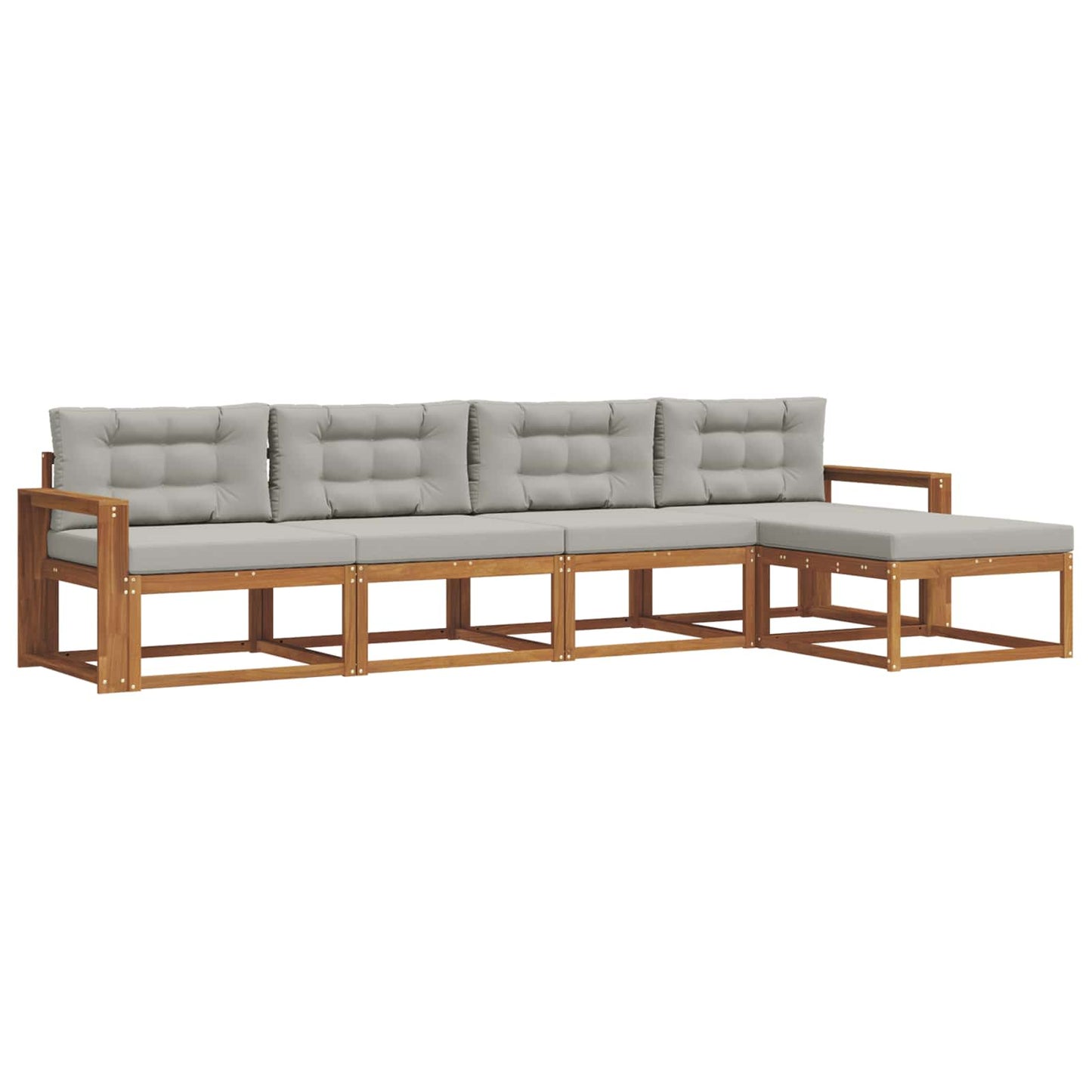 Set di divani da esterno 5 pcs Grigio Naturale e Chiaro | homemem39