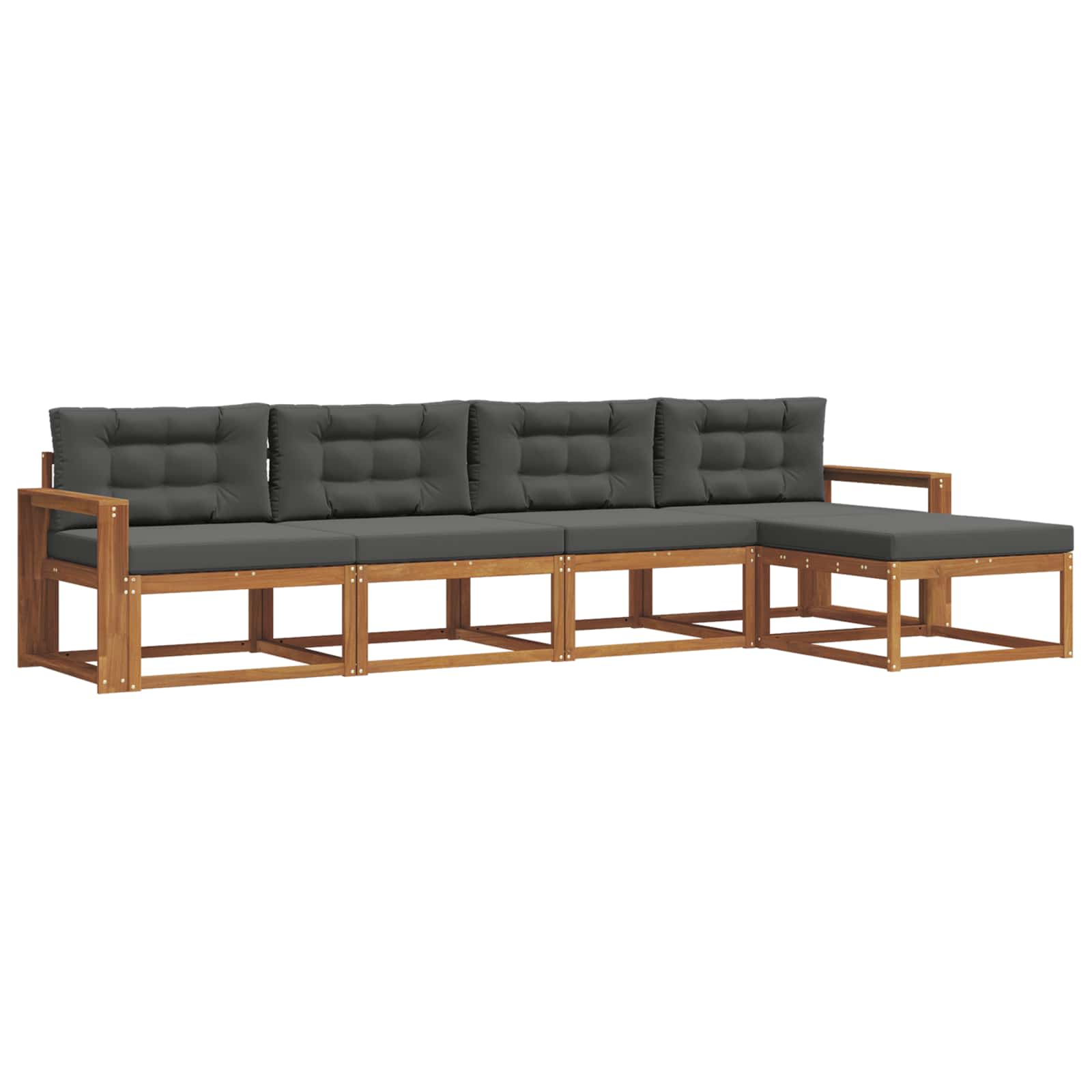 Set di divani da esterno con cuscino 5 pcs Naturale e Antracite | homemem39