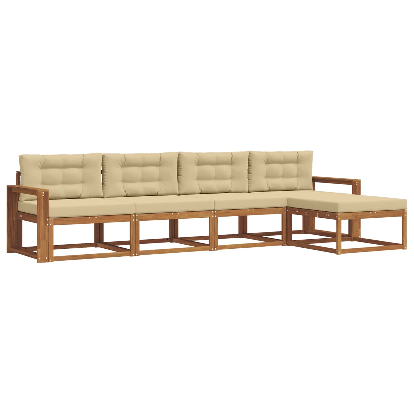 Set di divani da esterno con cuscino 5 pcs Naturale e Beige | homemem39