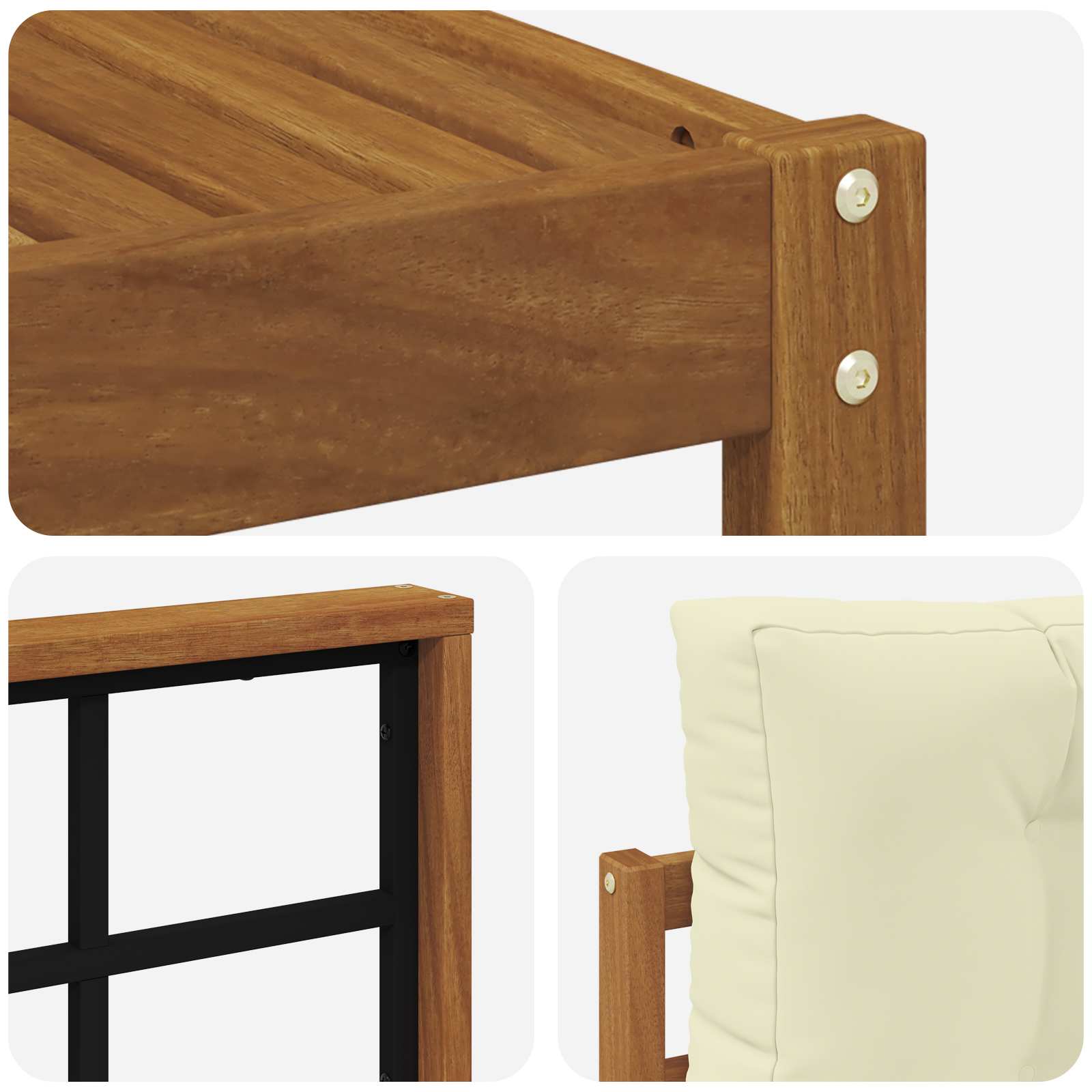 Set di divani da esterno con cuscino 5 pcs Naturale e Crema | homemem39