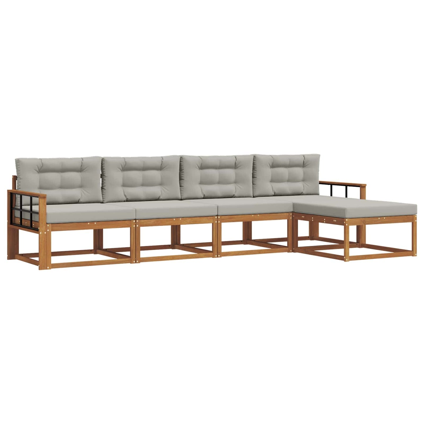 Set di divani da esterno 5 pcs Grigio Naturale e Chiaro | homemem39