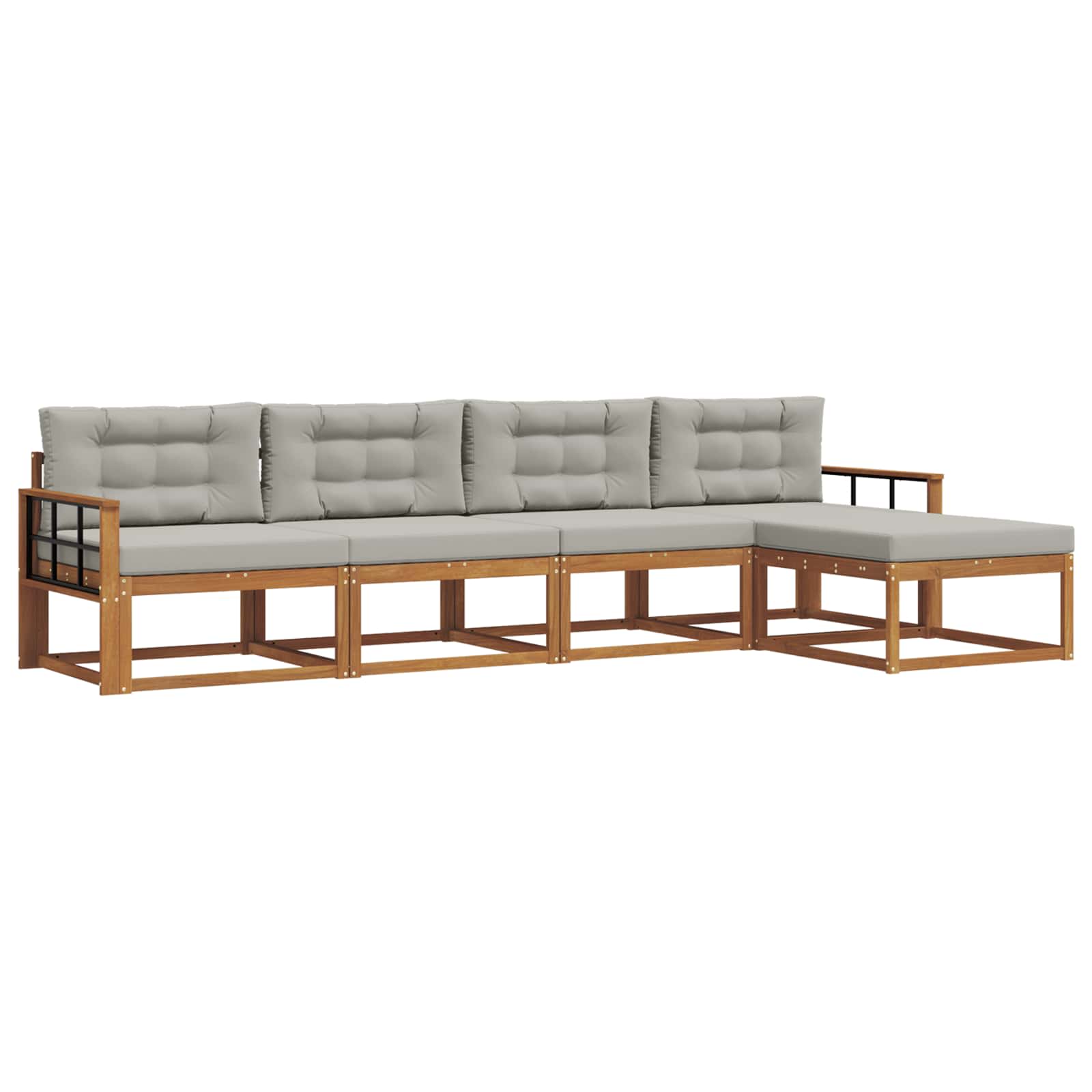Set di divani da esterno 5 pcs Grigio Naturale e Chiaro | homemem39