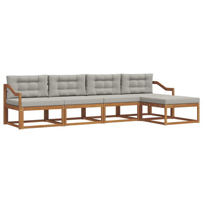 Set di divani da esterno 5 pcs Grigio Naturale e Chiaro | homemem39