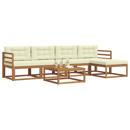 Set di divani da esterno con cuscino 6 pcs Naturale e Crema | homemem39