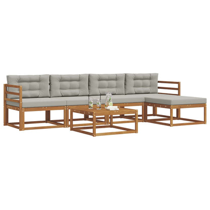 Set di divani da esterno 6 pcs Grigio Naturale e Chiaro