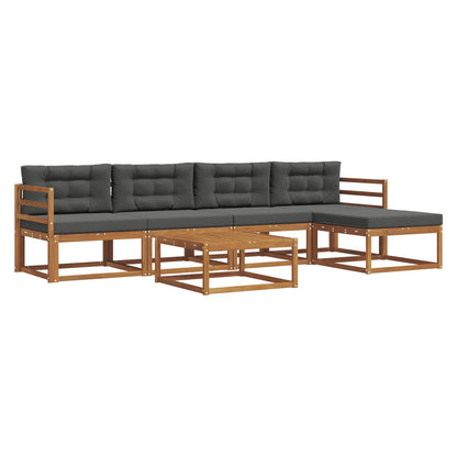 Set di divani da esterno con cuscino 6 pcs Naturale e Antracite | homemem39