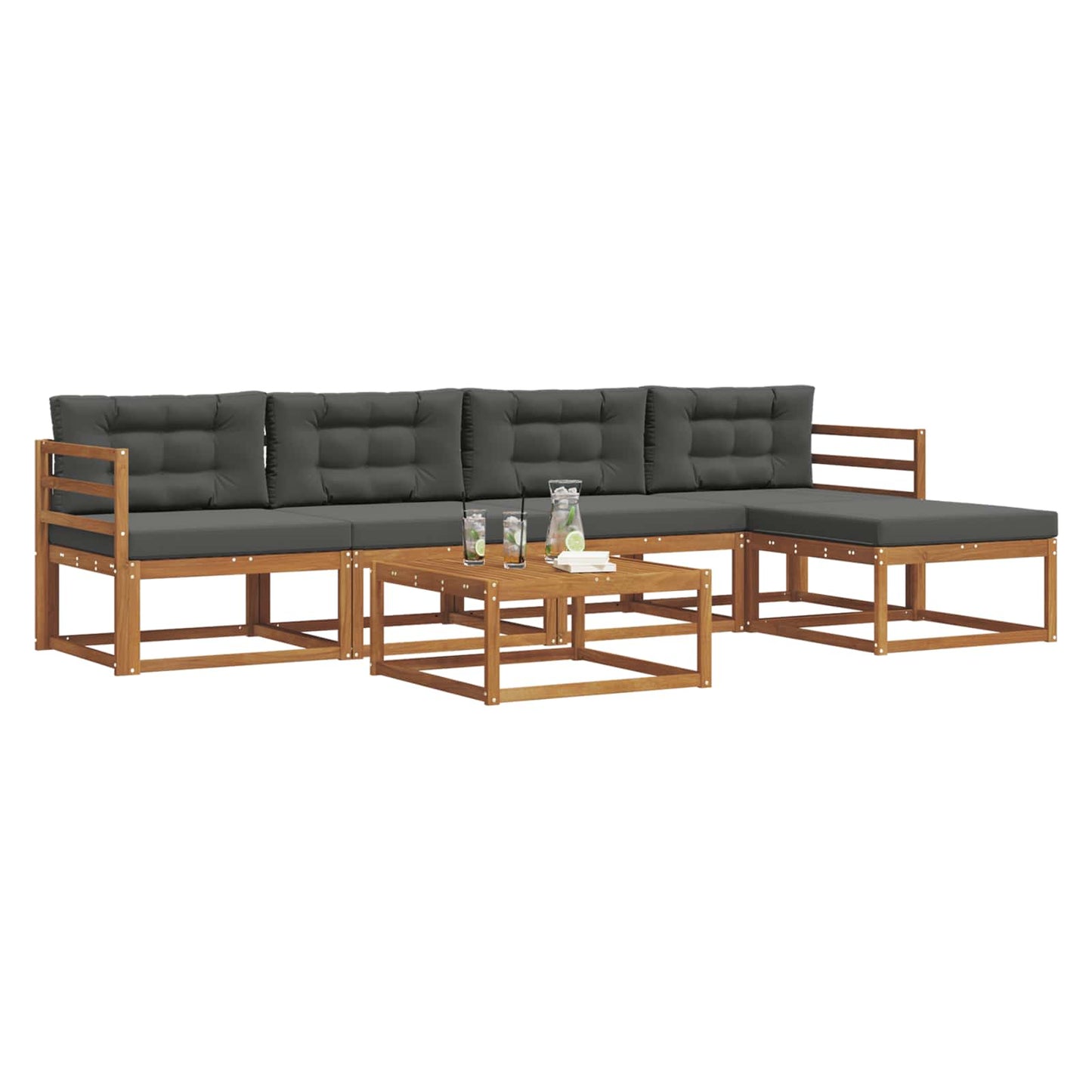 Set di divani da esterno con cuscino 6 pcs Naturale e Antracite