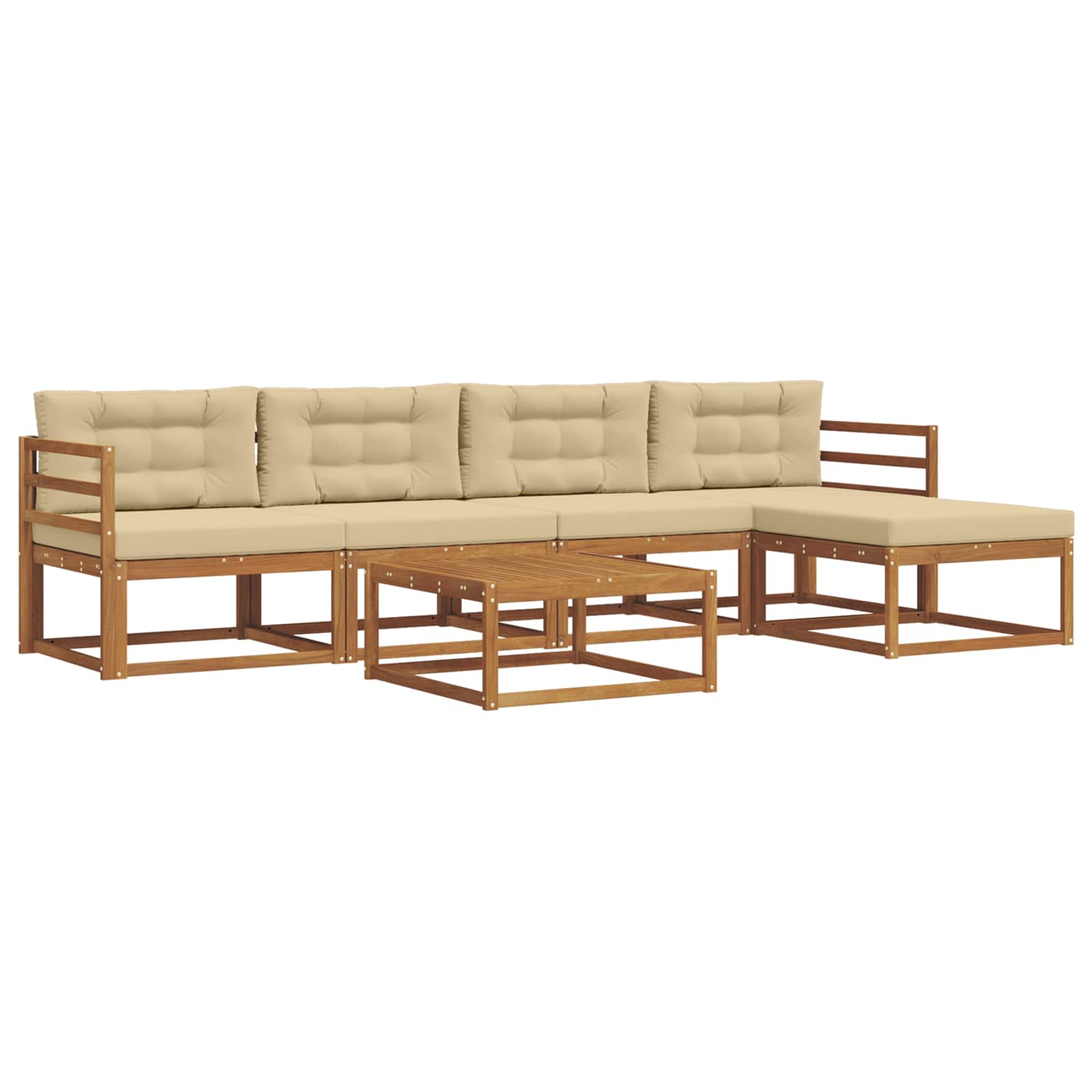 Set di divani da esterno con cuscino 6 pcs Naturale e Beige | homemem39