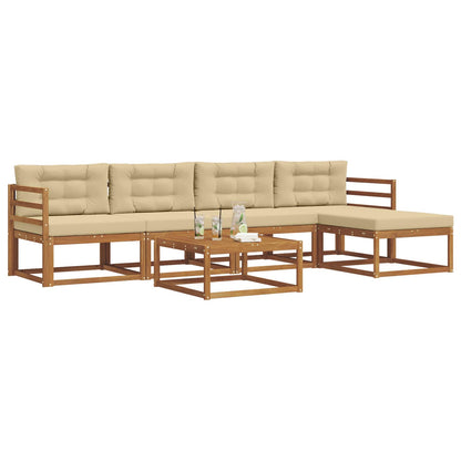 Set di divani da esterno con cuscino 6 pcs Naturale e Beige | homemem39