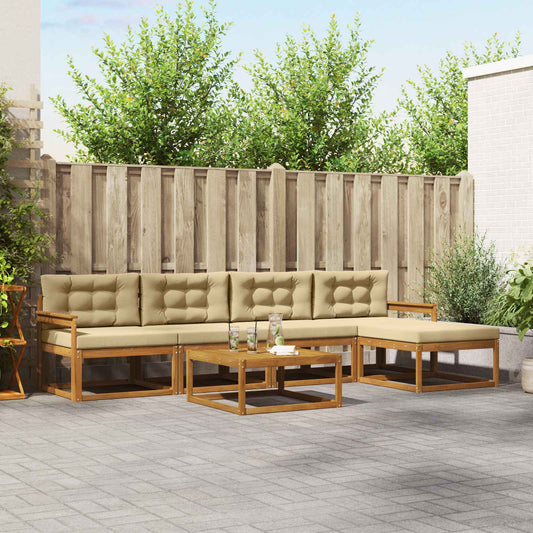 Set di divani da esterno con cuscino 6 pcs Naturale e Beige | homemem39