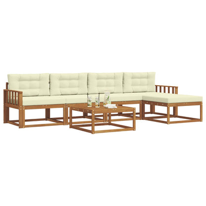 Set di divani da esterno con cuscino 6 pcs Naturale e Crema | homemem39
