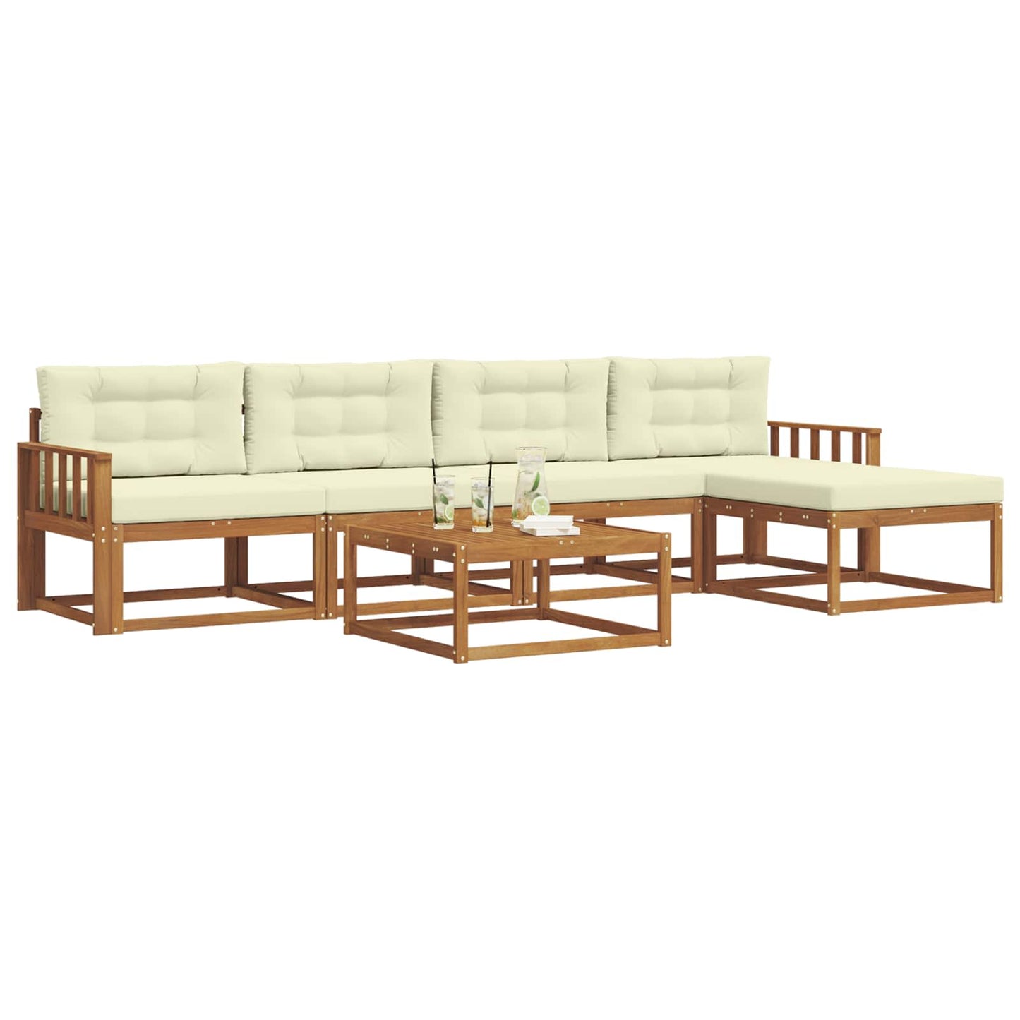 Set di divani da esterno con cuscino 6 pcs Naturale e Crema