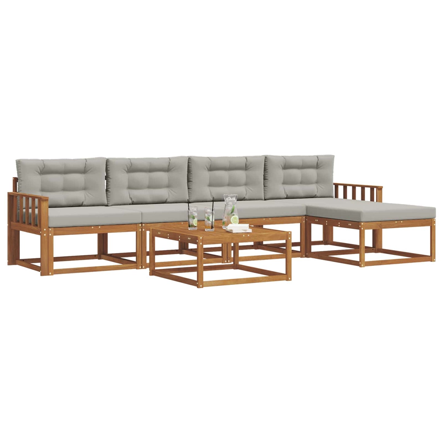 Set di divani da esterno 6 pcs Grigio Naturale e Chiaro | homemem39