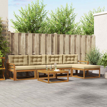 Set di divani da esterno con cuscino 6 pcs Naturale e Beige | homemem39