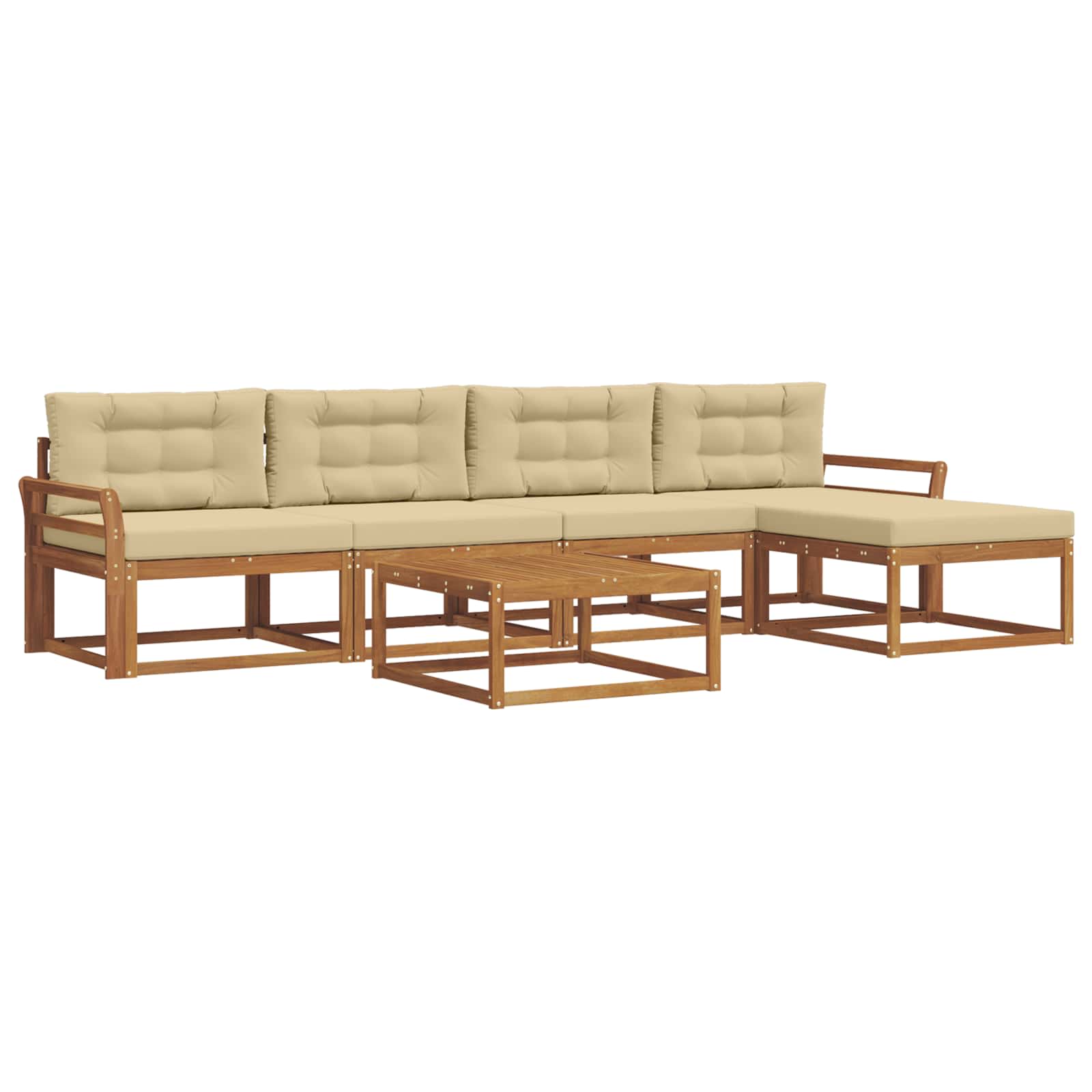 Set di divani da esterno con cuscino 6 pcs Naturale e Beige | homemem39