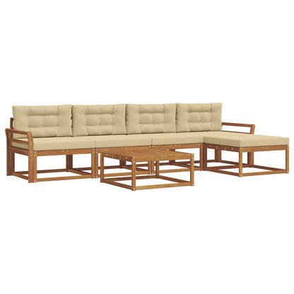 Set di divani da esterno con cuscino 6 pcs Naturale e Beige | homemem39