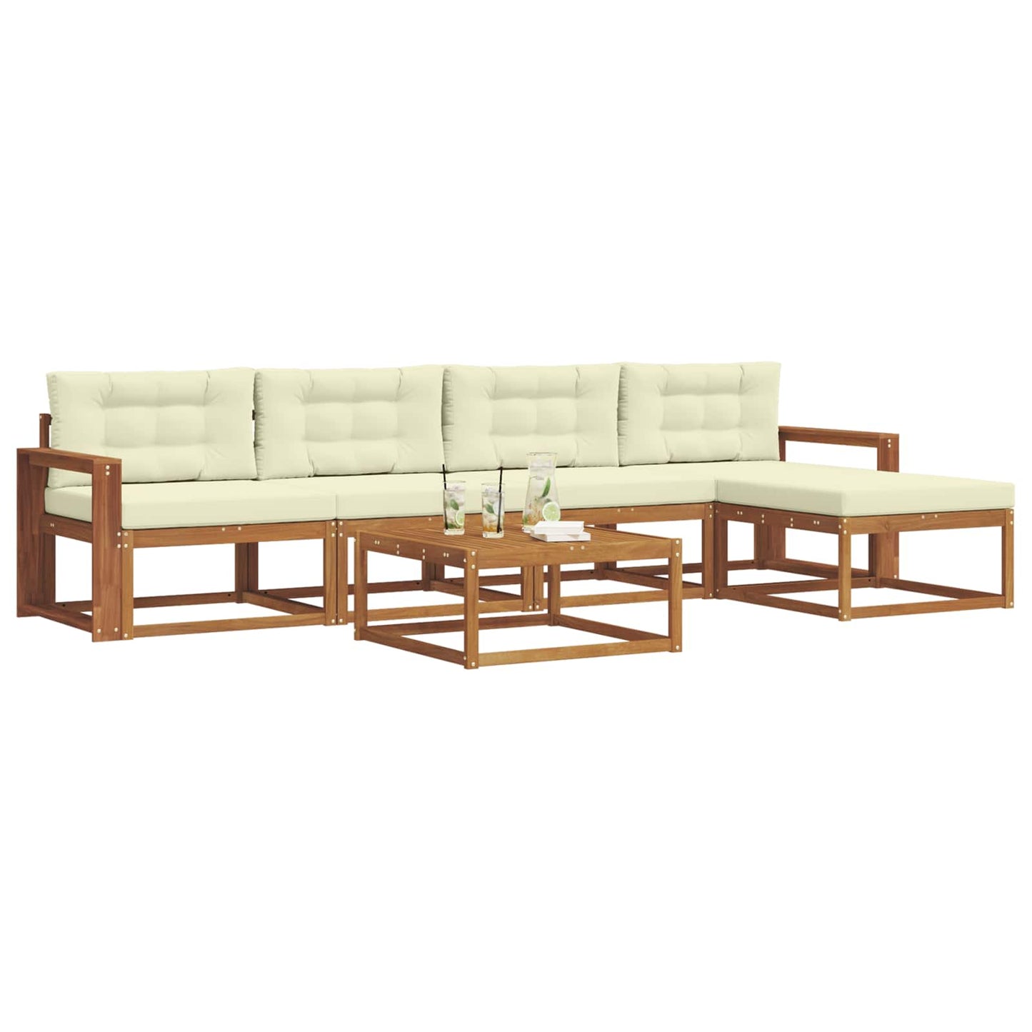 Set di divani da esterno con cuscino 6 pcs Naturale e Crema