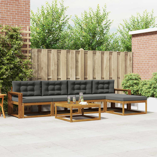 Set di divani da esterno con cuscino 6 pcs Naturale e Antracite | homemem39