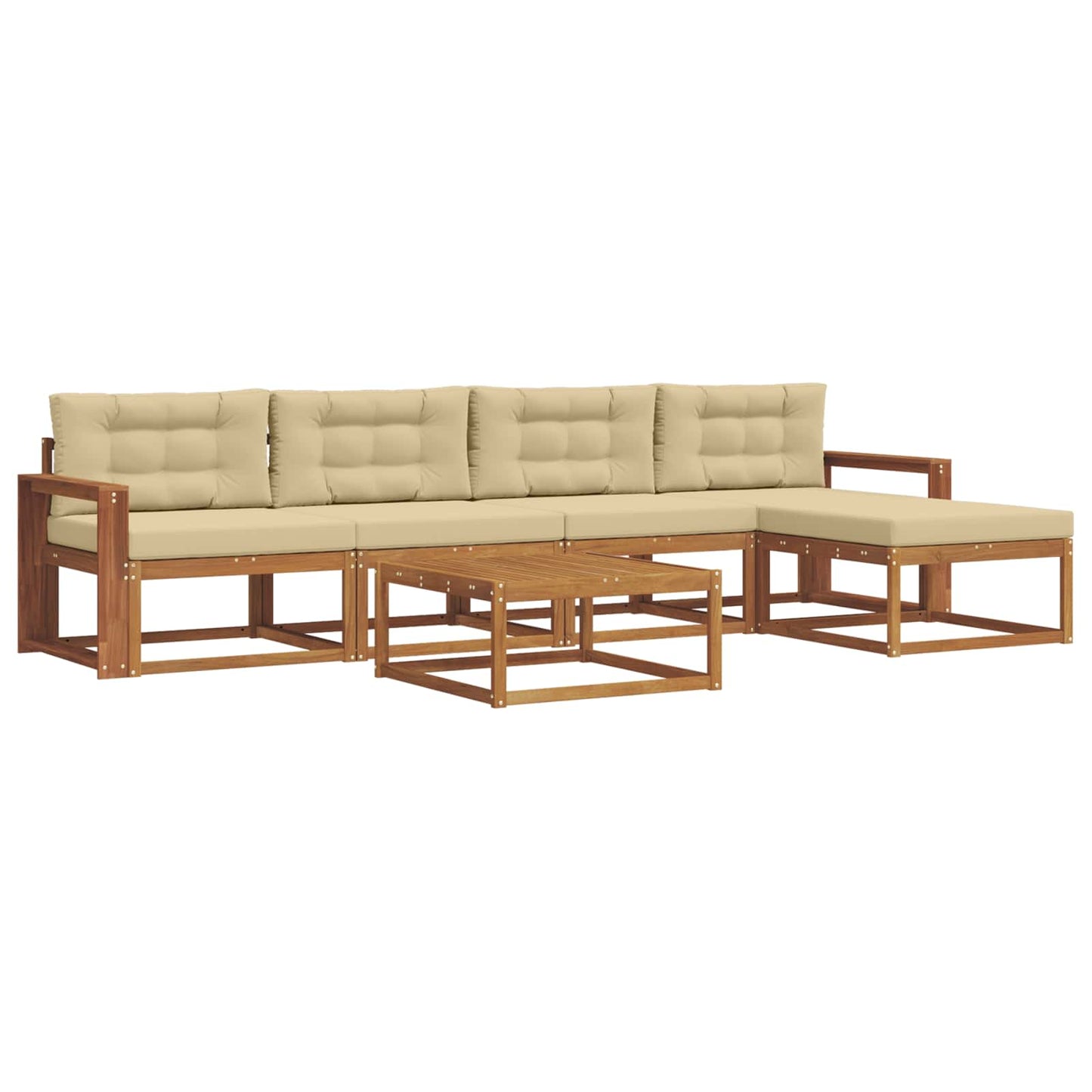 Set di divani da esterno con cuscino 6 pcs Naturale e Beige | homemem39