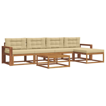 Set di divani da esterno con cuscino 6 pcs Naturale e Beige | homemem39