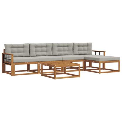 Set di divani da esterno 6 pcs Grigio Naturale e Chiaro