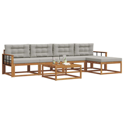Set di divani da esterno 6 pcs Grigio Naturale e Chiaro