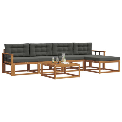 Set di divani da esterno con cuscino 6 pcs Naturale e Antracite