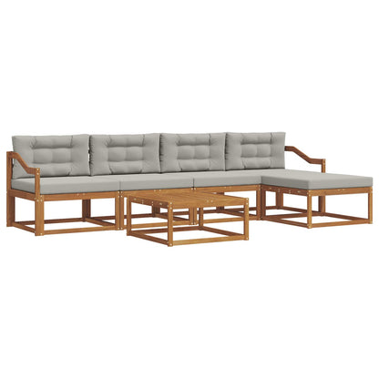 Set di divani da esterno 6 pcs Grigio Naturale e Chiaro