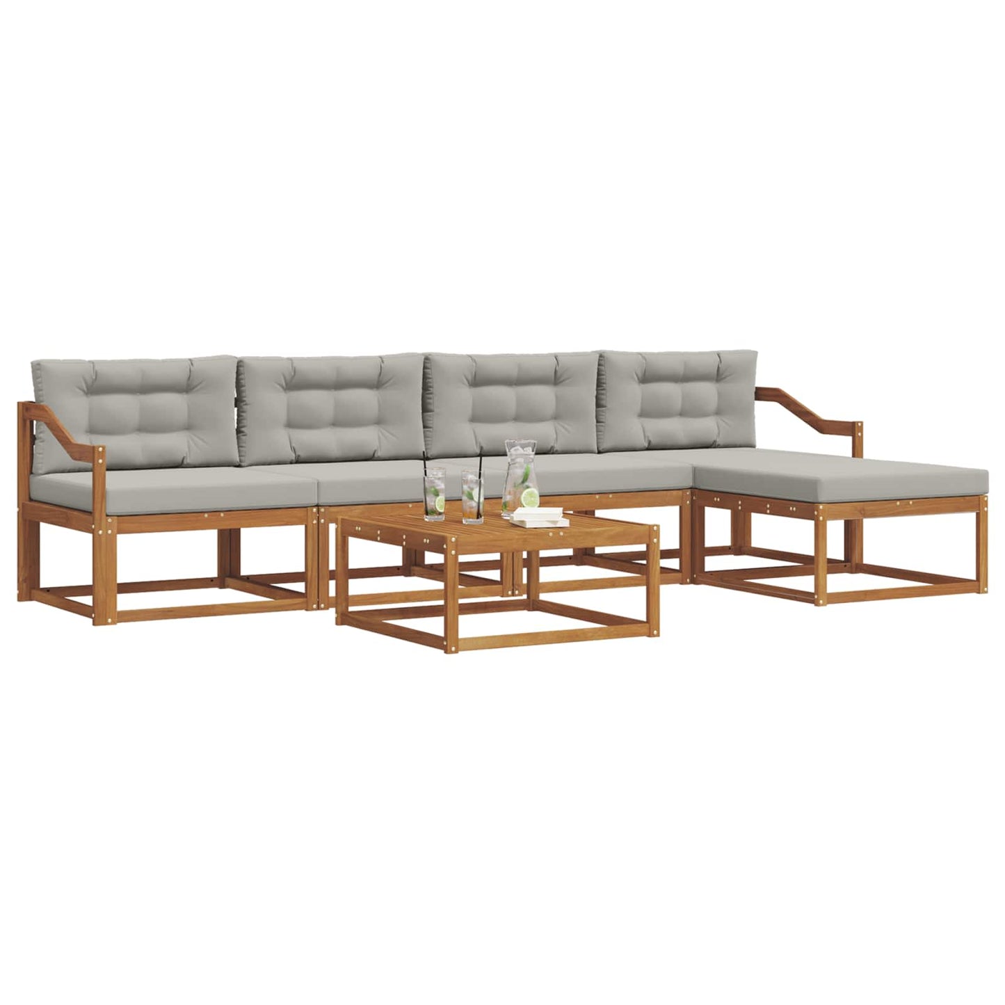 Set di divani da esterno 6 pcs Grigio Naturale e Chiaro | homemem39