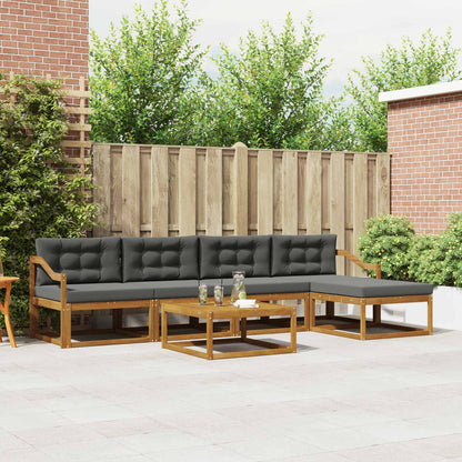 Set di divani da esterno con cuscino 6 pcs Naturale e Antracite