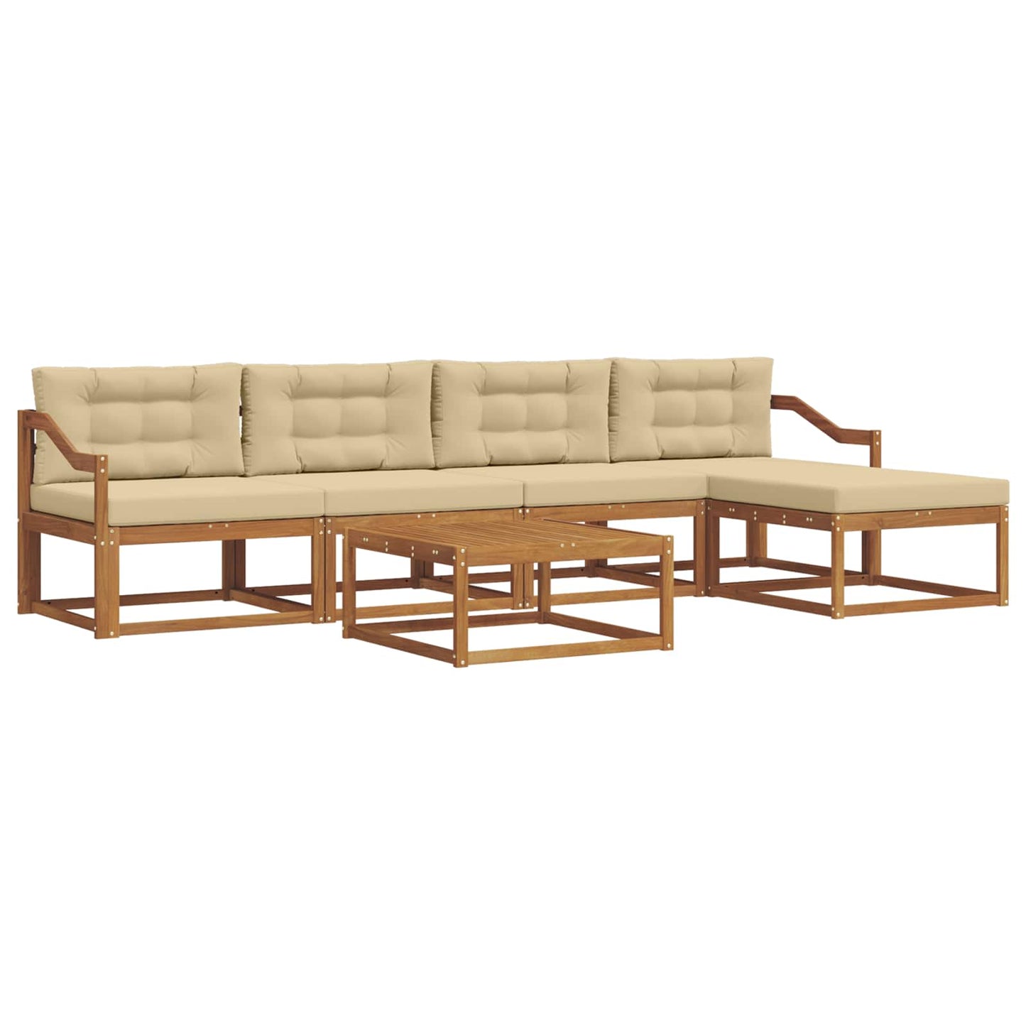 Set di divani da esterno con cuscino 6 pcs Naturale e Beige | homemem39