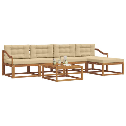 Set di divani da esterno con cuscino 6 pcs Naturale e Beige | homemem39