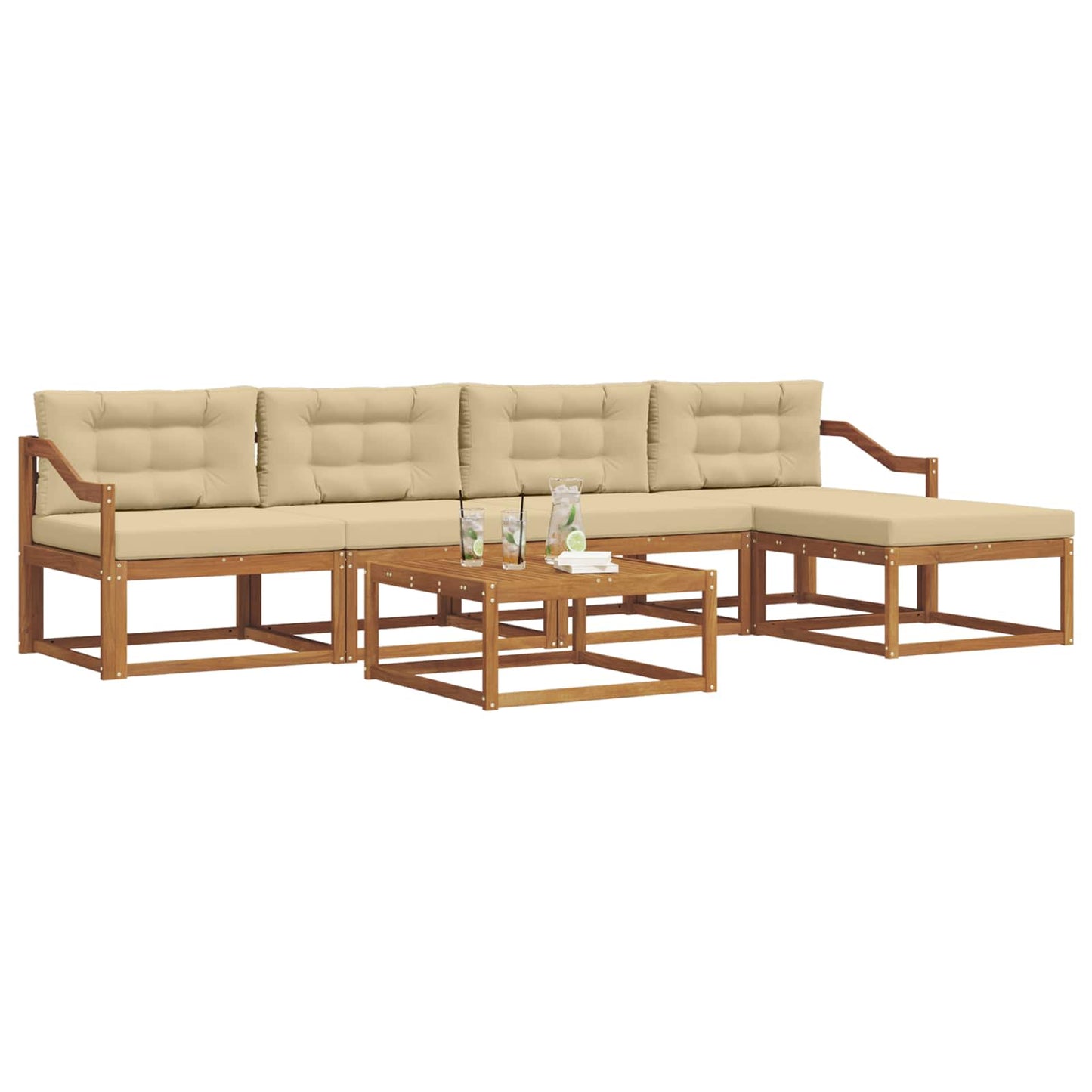 Set di divani da esterno con cuscino 6 pcs Naturale e Beige