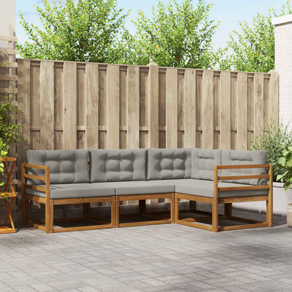 Set di divani da esterno 4 pcs Grigio Naturale e Chiaro