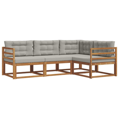 Set di divani da esterno 4 pcs Grigio Naturale e Chiaro