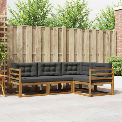 Set di divani da esterno con cuscino 4 pcs Naturale e Antracite