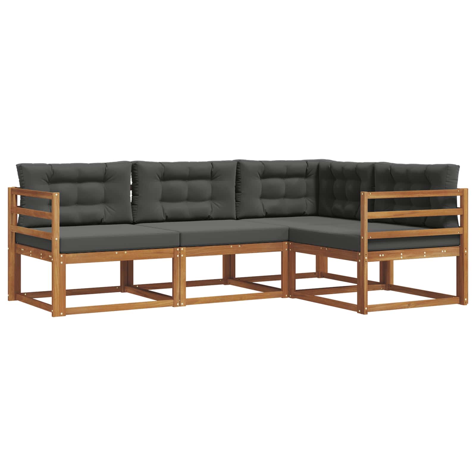 Set di divani da esterno con cuscino 4 pcs Naturale e Antracite | homemem39