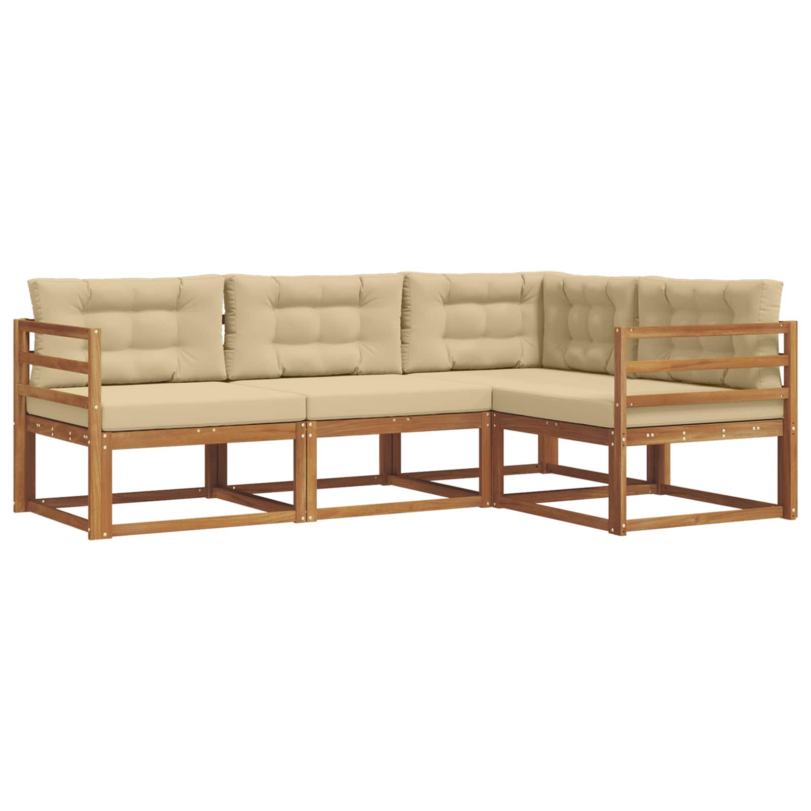 Set di divani da esterno con cuscino 4 pcs Naturale e Beige | homemem39