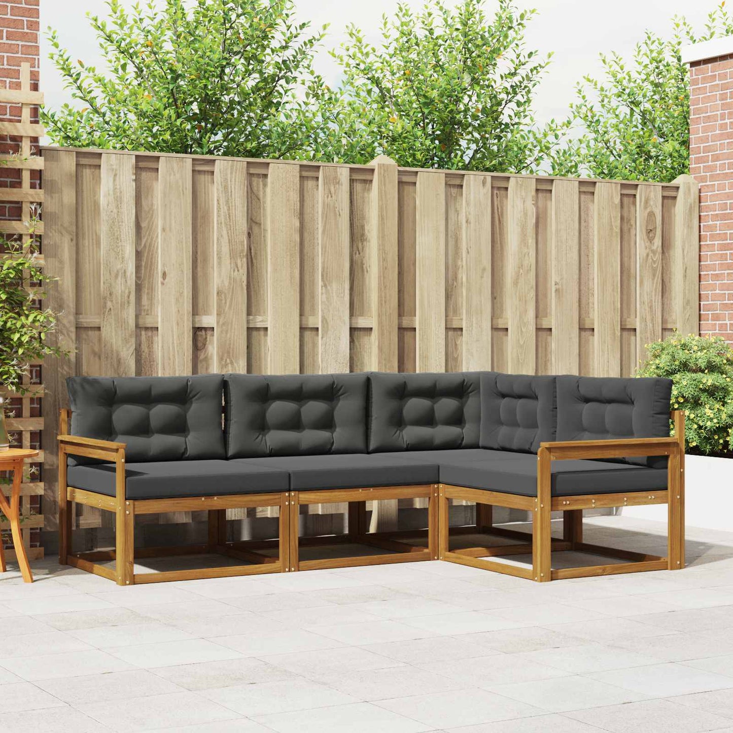 Set di divani da esterno con cuscino 4 pcs Naturale e Antracite