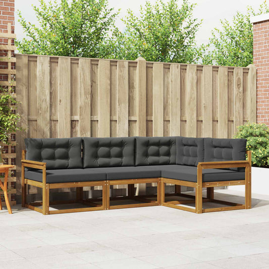 Set di divani da esterno con cuscino 4 pcs Naturale e Antracite