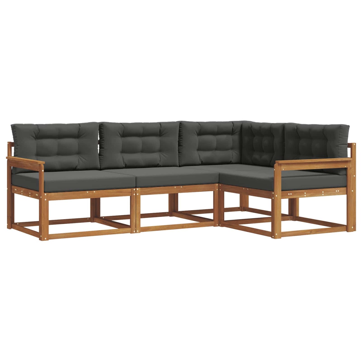 Set di divani da esterno con cuscino 4 pcs Naturale e Antracite