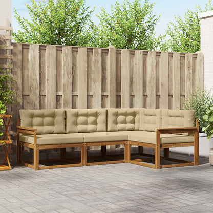 Set di divani da esterno con cuscino 4 pcs Naturale e Beige | homemem39