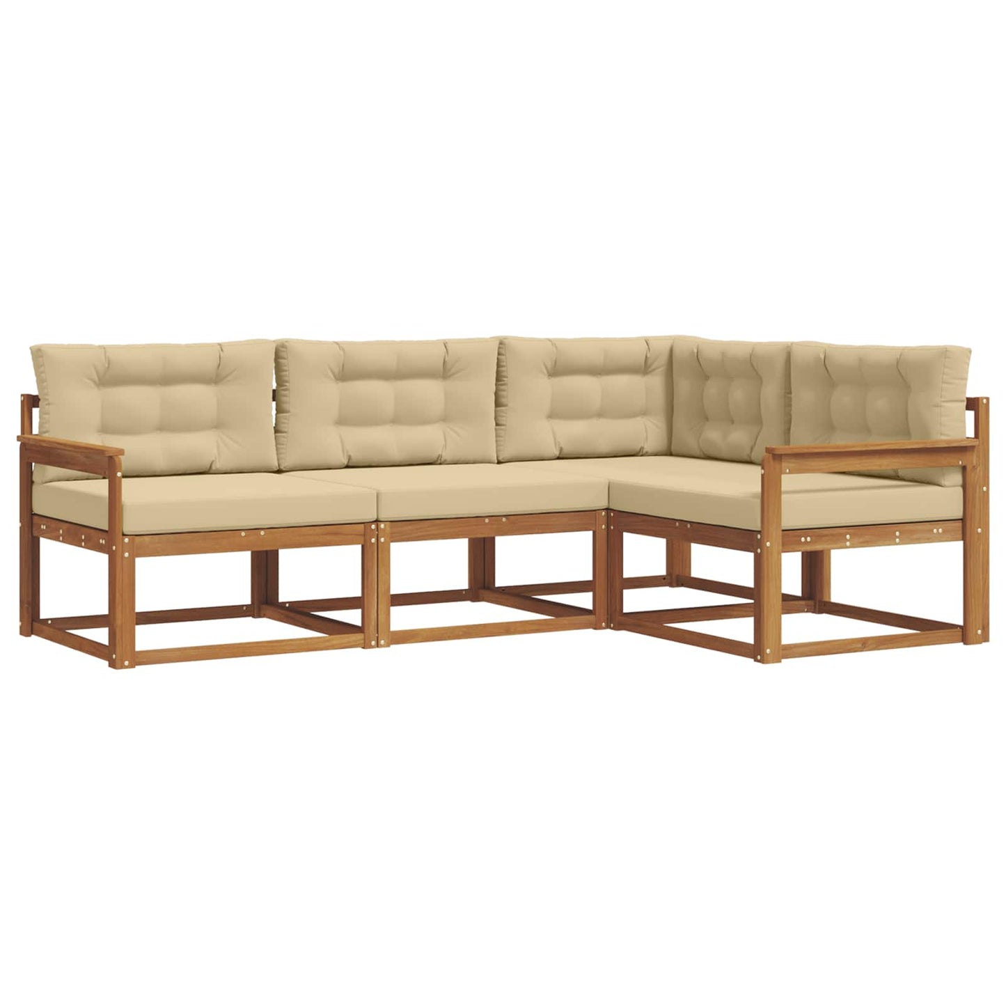Set di divani da esterno con cuscino 4 pcs Naturale e Beige