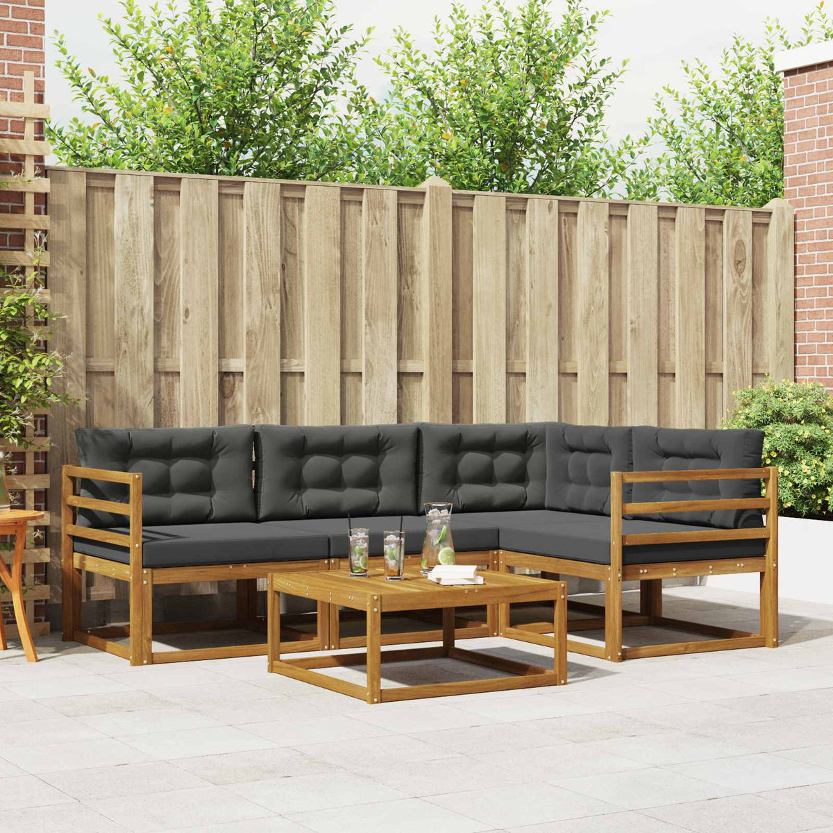 Set di divani da esterno 5 pz Naturale e Antracite