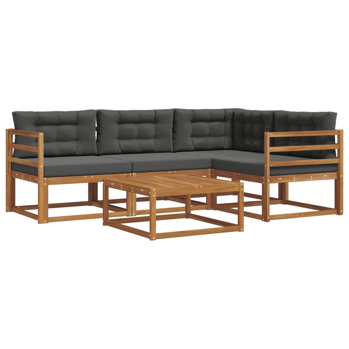 Set di divani da esterno 5 pz Naturale e Antracite